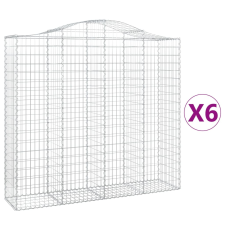 vidaXL 6 db íves horganyzott vas gabion kosár 200x50x180/200 cm (3145728) kerti tárolás