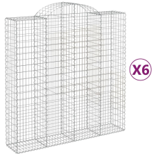 vidaXL 6 db íves horganyzott vas gabion kosár 200x50x200/220 cm (3146429) kerti tárolás