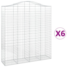 vidaXL 6 db íves horganyzott vas gabion kosár 200x50x220/240 cm (3145770) kerti tárolás