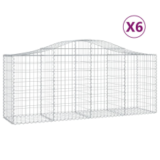 vidaXL 6 db íves horganyzott vas gabion kosár 200x50x80/100 cm (3145623) kerti tárolás