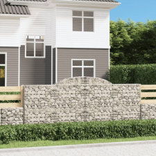 vidaXL 6 db íves horganyzott vas gabion kosár 300x30x120/140 cm kerti tárolás