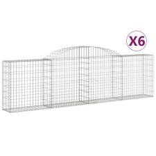 vidaXL 6 db íves horganyzott vas gabion kosár 300x30x80/100 cm (3146507) kerti tárolás