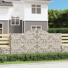 vidaXL 6 db íves horganyzott vas gabion kosár 300x50x140/160 cm kerti dekoráció