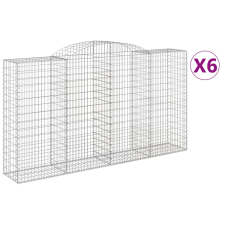 vidaXL 6 db íves horganyzott vas gabion kosár 300x50x160/180 cm (3146759) kerti tárolás