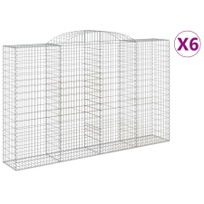 vidaXL 6 db íves horganyzott vas gabion kosár 300x50x180/200 cm (3146777) kerti tárolás