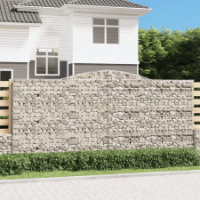 vidaXL 6 db íves horganyzott vas gabion kosár 400x50x180/200 cm kerti dekoráció