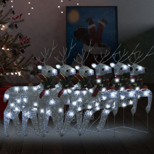 vidaXL 6 db karácsonyi rénszarvas 120 ezüstszínű LED-del karácsonyfa izzósor