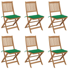 vidaXL 6 db összecsukható tömör akácfa kerti szék párnákkal kerti bútor