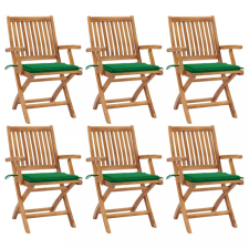 vidaXL 6 db összecsukható tömör tíkfa kerti szék párnával kerti bútor
