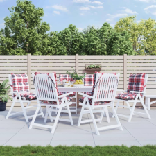 vidaXL 6 db piros kockás oxford-szövet alacsony háttámlájú székpárna (377712 VidaXL) lakástextília