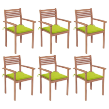 vidaXL 6 db rakásolható tömör tíkfa kerti szék párnákkal kerti bútor