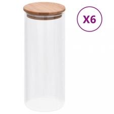 vidaXL 6 db üvegedény bambuszfedéllel 1000 ml papírárú, csomagoló és tárolóeszköz