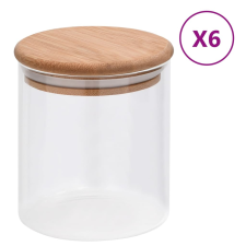 vidaXL 6 db üvegedény bambuszfedéllel 600 ml papírárú, csomagoló és tárolóeszköz