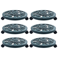 vidaXL 6 db zöld gurulós műanyag virágtartó 38 cm kerti dekoráció