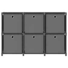 vidaXL 6 rekeszes szürke szövet bemutató polc dobozokkal 103x30x72,5cm (322609) bútor