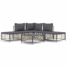 vidaXL 6-részes antracitszürke polyrattan kerti ülőgarnitúra párnákkal kerti bútor