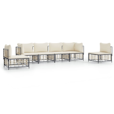 vidaXL 6-részes antracitszürke polyrattan kerti ülőgarnitúra párnákkal (3186720) kerti bútor