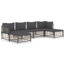 vidaXL 6-részes antracitszürke polyrattan kerti ülőgarnitúra párnákkal (3186779) kerti bútor