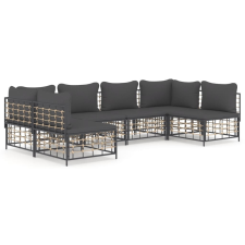 vidaXL 6-részes antracitszürke polyrattan kerti ülőgarnitúra párnákkal (3186787) kerti bútor