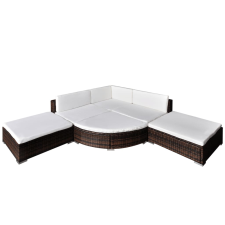 vidaXL 6-részes barna polyrattan kerti bútorszett párnákkal (41272) kerti bútor