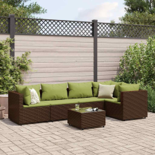 vidaXL 6 részes barna polyrattan kerti ülőgarnitúra párnákkal kerti bútor