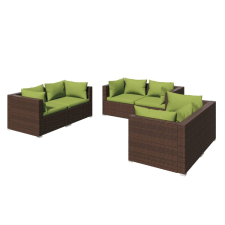 vidaXL 6 részes barna polyrattan kerti ülőgarnitúra párnákkal (3102300) kerti bútor