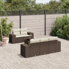 vidaXL 6 részes barna polyrattan kerti ülőgarnitúra párnával kerti bútor