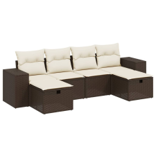 vidaXL 6 részes barna polyrattan kerti ülőgarnitúra párnával (3264479) kerti bútor