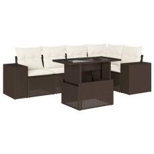 vidaXL 6 részes barna polyrattan kerti ülőgarnitúra párnával (3269153) kerti bútor