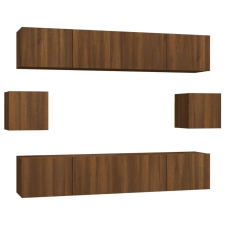 vidaXL 6-részes barna tölgyszínű szerelt fa tv-szekrényszett bútor