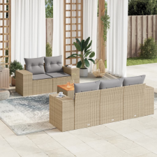 vidaXL 6 részes bézs polyrattan kerti ülőgarnitúra párnával kerti bútor
