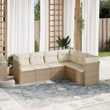 vidaXL 6 részes bézs polyrattan kerti ülőgarnitúra párnával kerti bútor