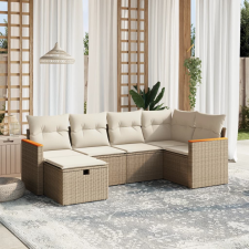 vidaXL 6 részes bézs polyrattan kerti ülőgarnitúra párnával kerti bútor