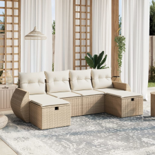 vidaXL 6 részes bézs polyrattan kerti ülőgarnitúra párnával kerti bútor