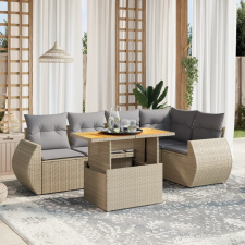 vidaXL 6 részes bézs polyrattan kerti ülőgarnitúra párnával kerti bútor