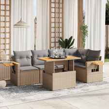 vidaXL 6 részes bézs polyrattan kerti ülőgarnitúra párnával kerti bútor