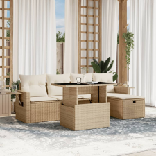 vidaXL 6 részes bézs polyrattan kerti ülőgarnitúra párnával kerti bútor