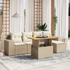 vidaXL 6 részes bézs polyrattan kerti ülőgarnitúra párnával kerti bútor