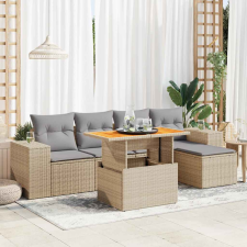 vidaXL 6 részes bézs polyrattan kerti ülőgarnitúra párnával kerti bútor