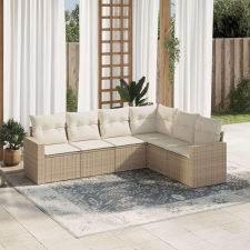 vidaXL 6 részes bézs polyrattan kerti ülőgarnitúra párnával kerti bútor