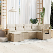 vidaXL 6 részes bézs polyrattan kerti ülőgarnitúra párnával kerti bútor