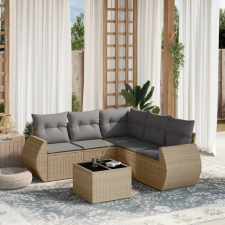 vidaXL 6 részes bézs polyrattan kerti ülőgarnitúra párnával kerti bútor