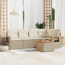 vidaXL 6 részes bézs polyrattan kerti ülőgarnitúra párnával kerti bútor