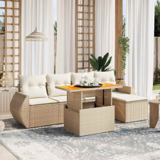 vidaXL 6 részes bézs polyrattan kerti ülőgarnitúra párnával kerti bútor