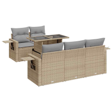 vidaXL 6 részes bézs polyrattan kerti ülőgarnitúra párnával (3326410) kerti bútor
