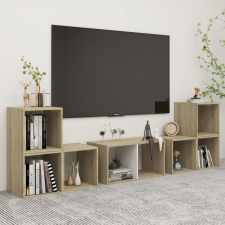 vidaXL 6 részes fehér és tölgyszínű forgácslap TV-szekrényszett bútor
