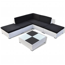 vidaXL 6-részes fehér polyrattan kerti bútorszett párnákkal (41264) kerti bútor