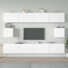vidaXL 6 részes fehér szerelt fa TV-szekrényszett bútor