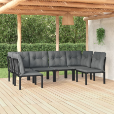 vidaXL 6 részes fekete és szürke polyrattan kerti ülőgarnitúra kerti bútor