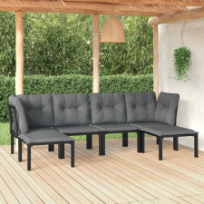 vidaXL 6 részes fekete és szürke polyrattan kerti ülőgarnitúra kerti bútor